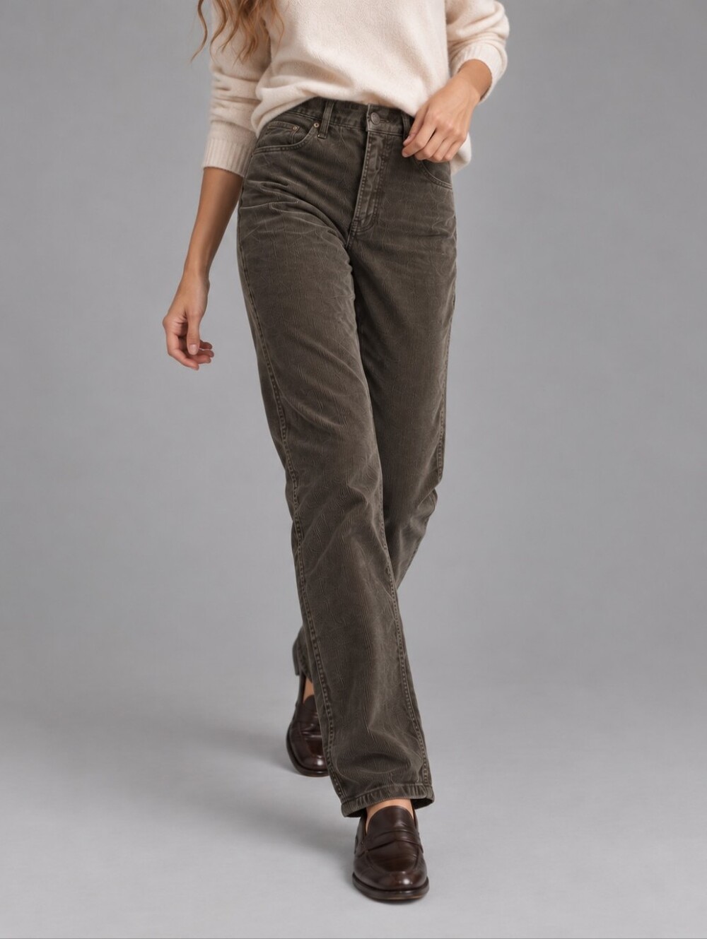 Gap Vintage Slim High Rise Deep Green Corduroy Pants Womens Size 28/6 Short